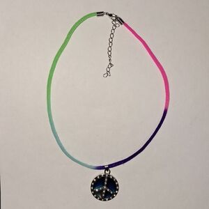 Rainbow Ombre Peace Sign Choker Necklace